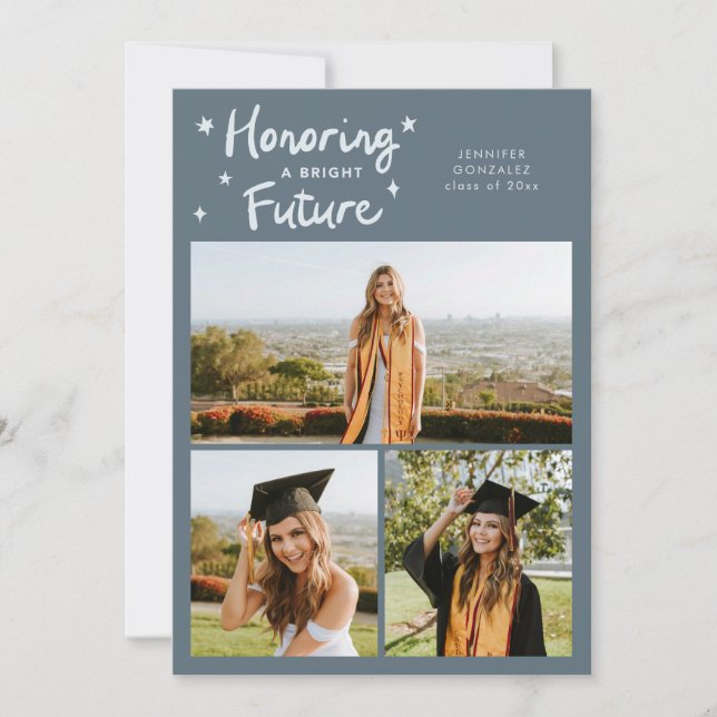 Bright Future Stars Multi Photo Slate Blue Grad Announcement (Front)