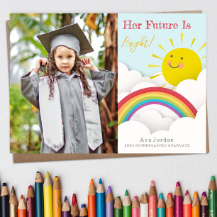 Bright Future Sunshine Rainbow Graduation Photo  Invitation