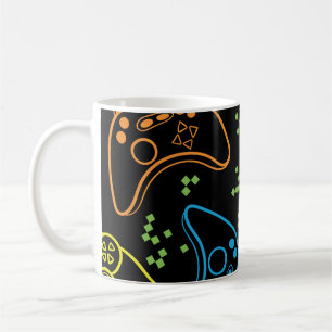 Bright gaming joysticks: cool pattern. coffee mug