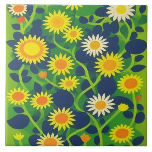 Bright Garden Blooms Ceramic Tile