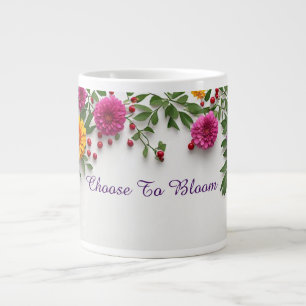 Bright Garden Flower Wreath With Colourful Summer Large Coffee Mug
