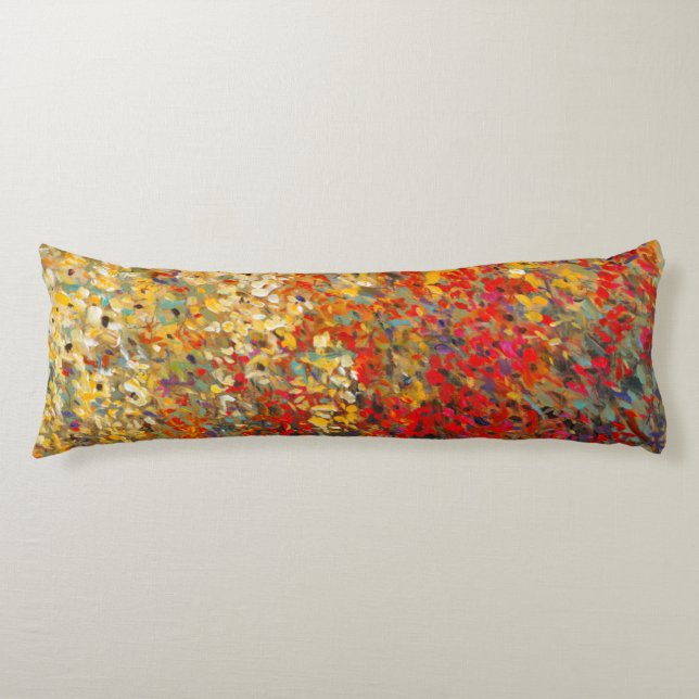 Bright Garden Mural of Spring Wildflowers Body Cushion (Front)