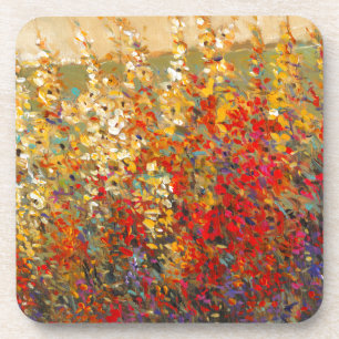 Bright Garden Mural of Spring Wildflowers Coaster