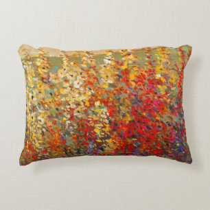Bright Garden Mural of Spring Wildflowers Decorative Cushion