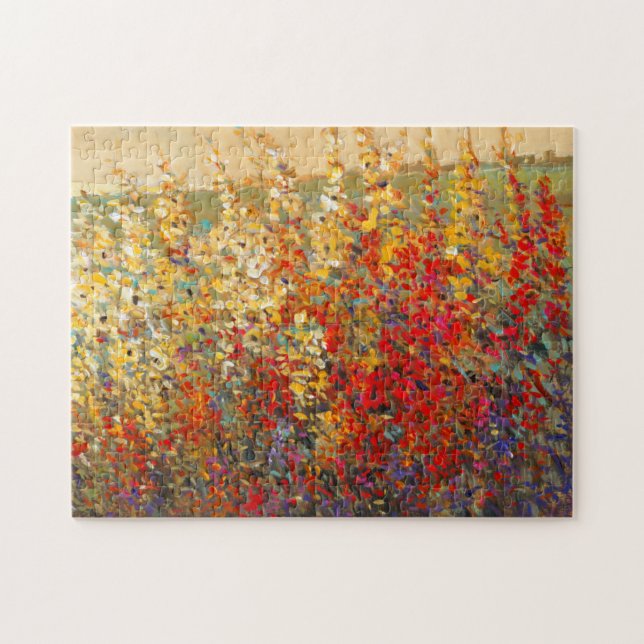 Bright Garden Mural of Spring Wildflowers Jigsaw Puzzle (Horizontal)