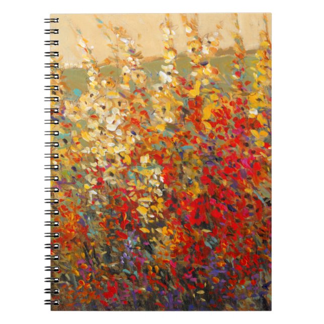 Bright Garden Mural of Spring Wildflowers Notebook (Front)