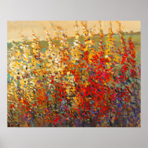 Bright Garden Mural of Spring Wildflowers Poster