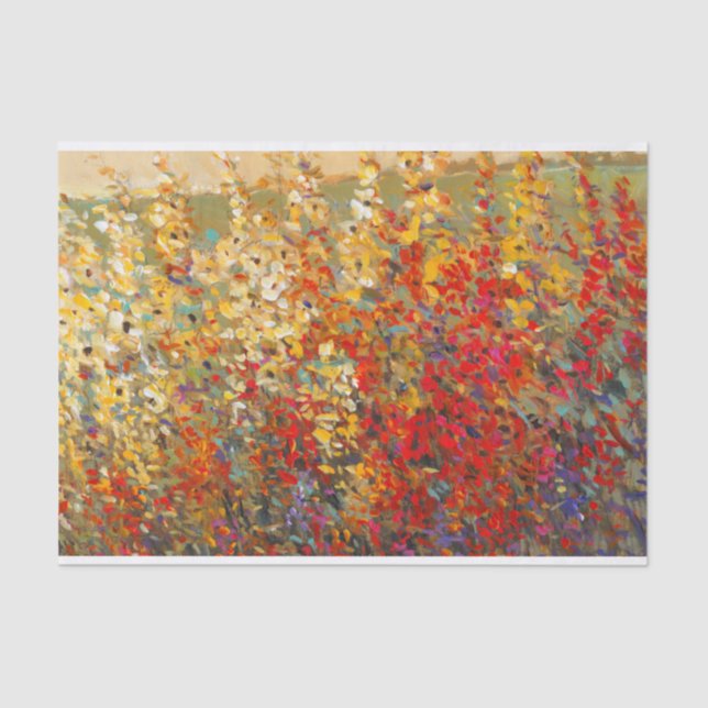 Bright Garden Mural of Spring Wildflowers Tissue Paper (Front)