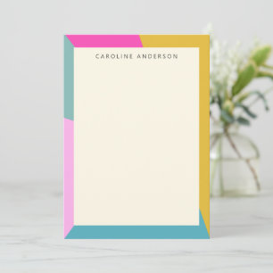 Bright Geometric Art Turquoise Personalised Name Card