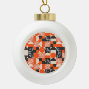 Bright geometric color block pattern. ceramic ball christmas ornament