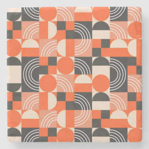 Bright geometric color block pattern. stone coaster