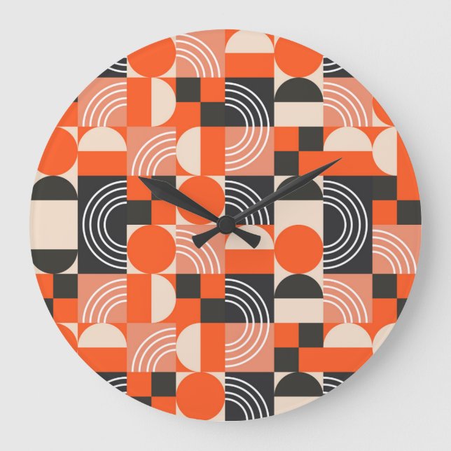 Bright geometric colour block pattern. large clock (Front)