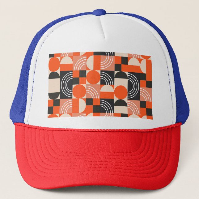 Bright geometric colour block pattern. trucker hat (Front)