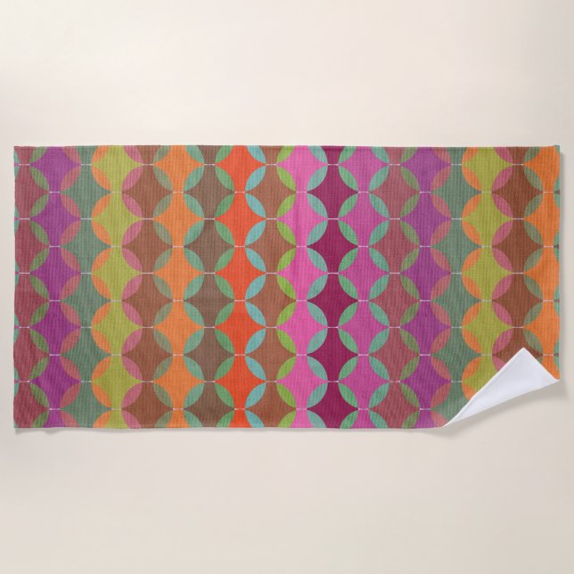 Bright Geometric Colour Harmonies Beach Towel (Front)