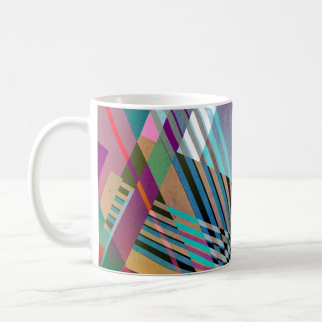 Bright Geometric: Colourful Abstract Background Coffee Mug (Left)