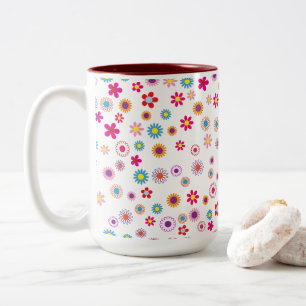 Bright Geometric Floral 2 Tone LG Mug