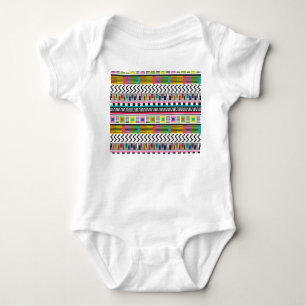 Bright Geometric Lines: Abstract Seamless. Baby Bodysuit