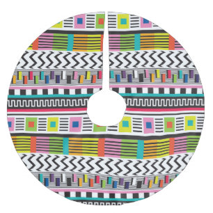 Bright Geometric Lines: Abstract Seamless. Brushed Polyester Tree Skirt