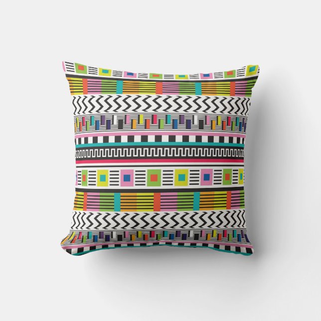 Bright Geometric Lines: Abstract Seamless. Cushion (Front)