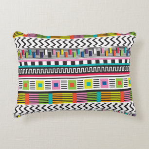 Bright Geometric Lines: Abstract Seamless. Decorative Cushion