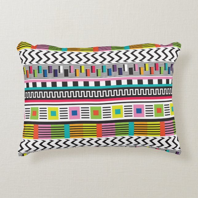 Bright Geometric Lines: Abstract Seamless. Decorative Cushion (Front)