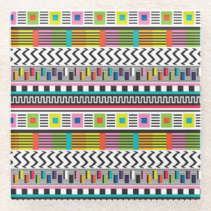 Bright Geometric Lines: Abstract Seamless. Glass Coaster