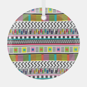 Bright Geometric Lines: Abstract Seamless. Glass Tree Decoration
