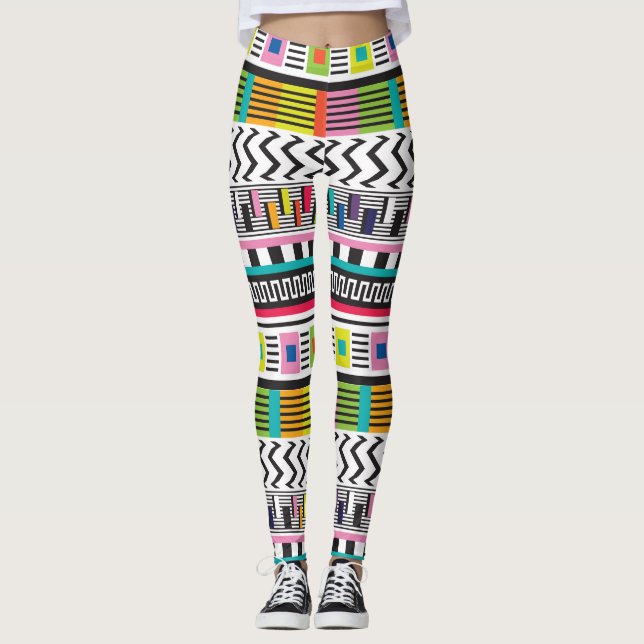 Bright Geometric Lines: Abstract Seamless. Leggings (Front)