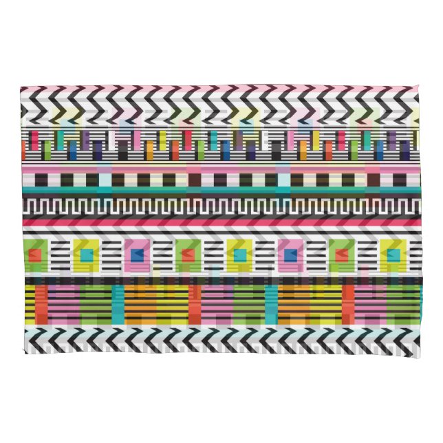 Bright Geometric Lines: Abstract Seamless. Pillowcase (Front)