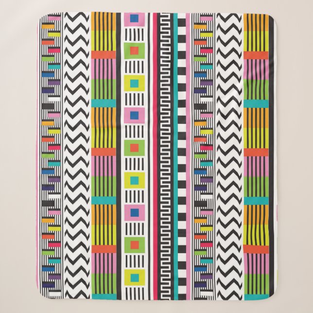 Bright Geometric Lines: Abstract Seamless. Sherpa Blanket (Front)