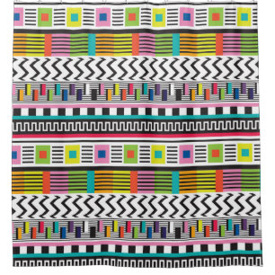 Bright Geometric Lines: Abstract Seamless. Shower Curtain