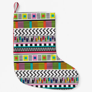 Bright Geometric Lines: Abstract Seamless. Small Christmas Stocking