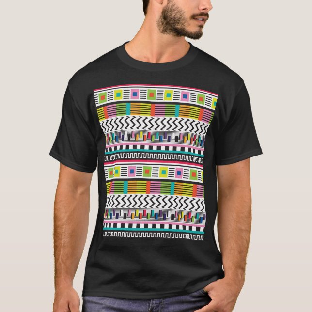 Bright Geometric Lines: Abstract Seamless. T-Shirt (Front)