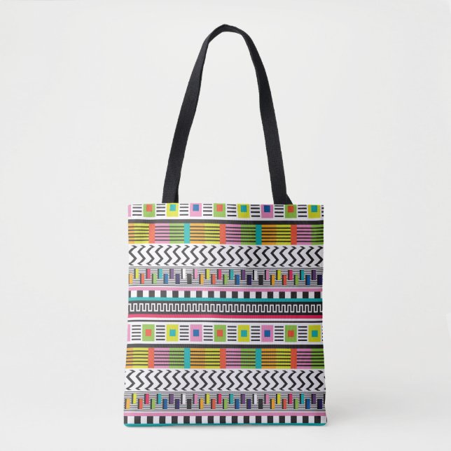 Bright Geometric Lines: Abstract Seamless. Tote Bag (Front)
