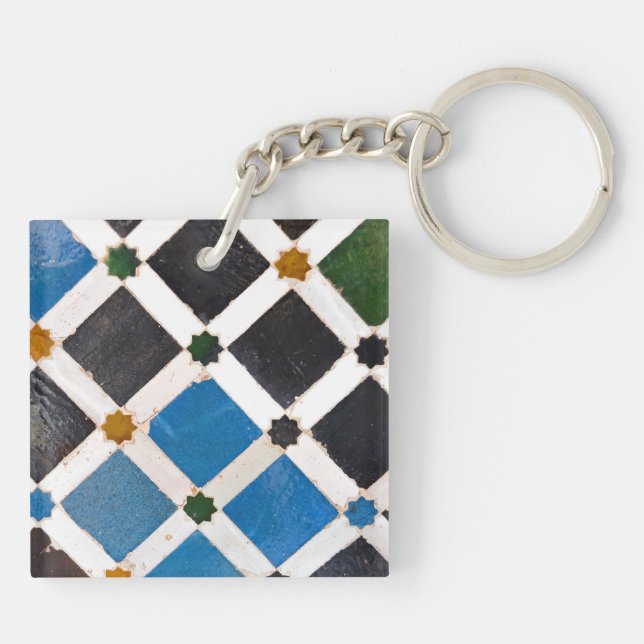 Bright Geometric Moroccan Pattern Key Ring (Back)