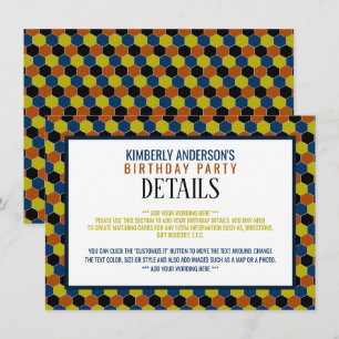 Bright Geometric Pattern, Modern Birthday Detail Invitation
