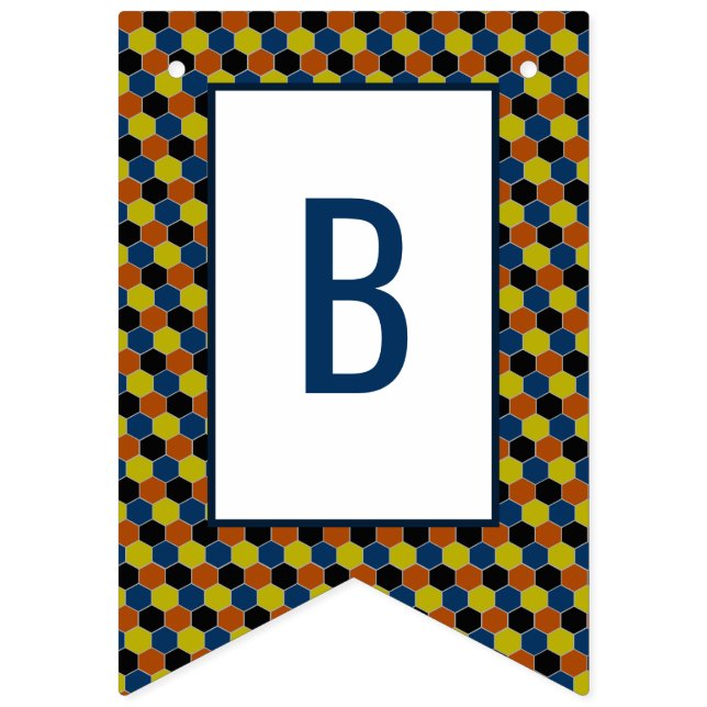 Bright Geometric Pattern, Modern Birthday Party Bunting (Second Flag)