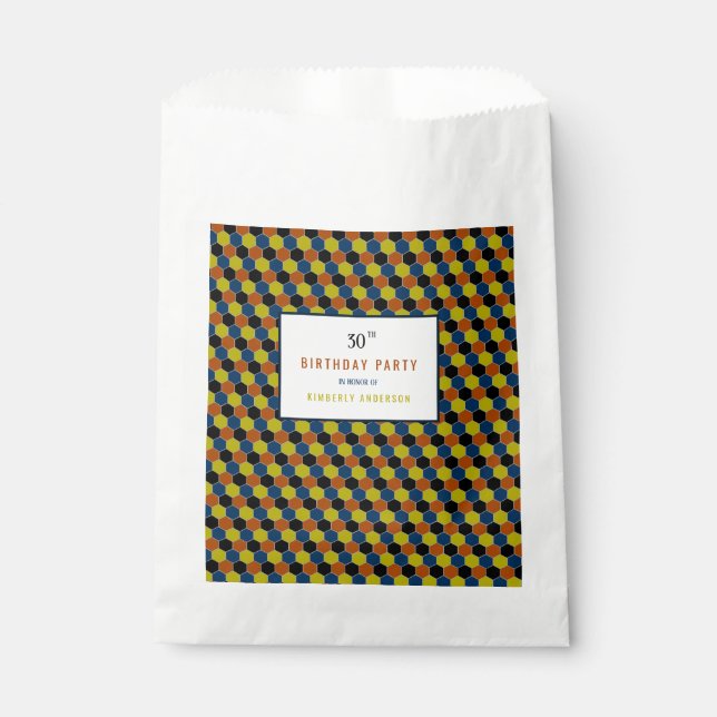 Bright Geometric Pattern, Modern Birthday Party Favour Bag (Front)