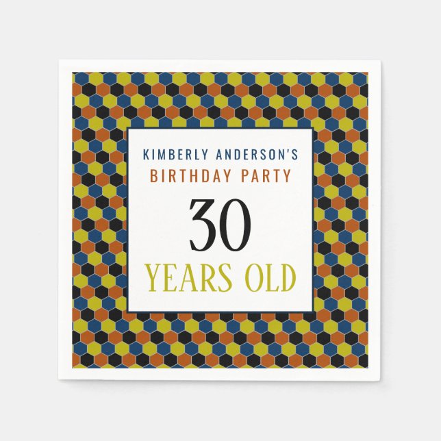 Bright Geometric Pattern, Modern Birthday Party Napkin (Front)