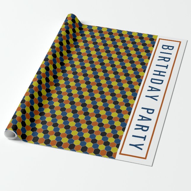Bright Geometric Pattern, Modern Birthday Party Wrapping Paper (Unrolled)