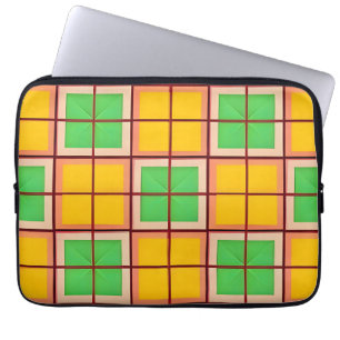 Bright Geometric Pattern with Symmetrical Shapes Laptop Sleeve