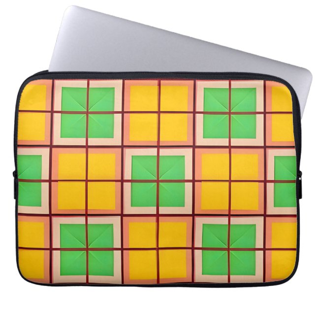 Bright Geometric Pattern with Symmetrical Shapes Laptop Sleeve (Front)