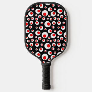 Bright Geometric Patterns Red White Circles Black Pickleball Paddle