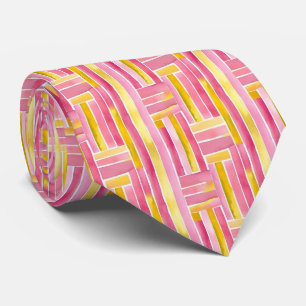 Bright Geometric “Pink Lemonade” Abstract Tie