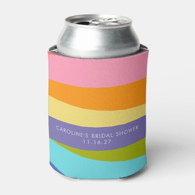 Bright Geometric Rainbow Custom Bridal Shower  Can Cooler (Can Front)
