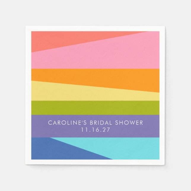 Bright Geometric Rainbow Custom Bridal Shower Napkin (Front)