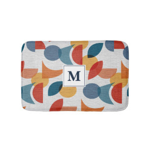 Bright Geometric Retro Abstract Midcentury Modern Bath Mat