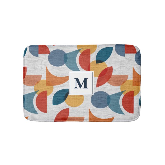 Bright Geometric Retro Abstract Midcentury Modern  Bath Mat (Front)
