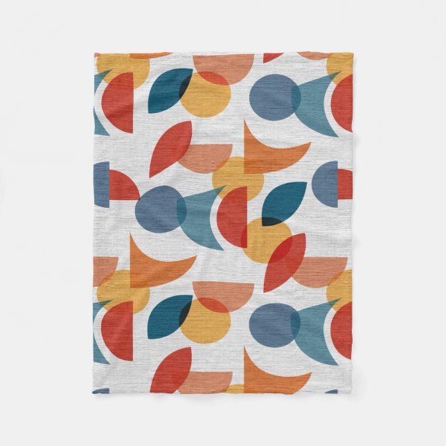 Bright Geometric Retro Abstract Midcentury Modern Fleece Blanket (Front)