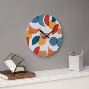 Bright Geometric Retro Abstract Midcentury Modern Large Clock